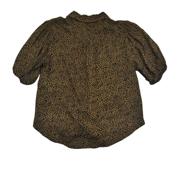 Chelsea & Theodore Cropped Tie-Front Animal/Leopard Print Top Women's Size M - Picture 2 of 5